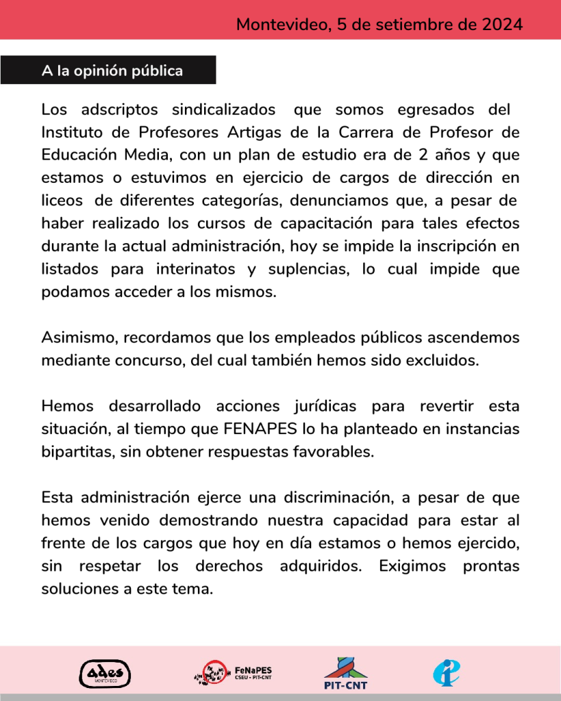 comunicado 5 de setiembre